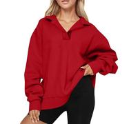 Pull Stitch Femme Sweat Stitch Maille de Octobre Chic Jacquard sans Marin Chauve Ado Automne Court -Shirts Veste Polaire Fourrure Sportswear Sweat Femme Rouge L