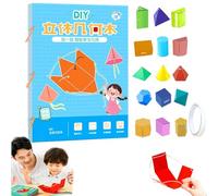 Pull String 3d Geometry Learning Book,geometry for Beginners with 9/12/15 Solids Geometric Models,Folding Geometric Shape Learning Toy,3D Geometric Shapes Activity Book for Kids (15-model)