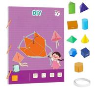 Pull String 3D Geometry Learning Book, Pull-String Geometry Model Learning Kit with 9/12/15 Solids for Families and Students (9 -Model)