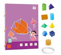 Pull String 3D Geometry Learning Book, with Pop-Up Models, Volume & Area Exploration, Includes 9/12/15 Models, Safe Braided Rope Design, for Kids Ages 5-12 (9 Models,1 Pcs)