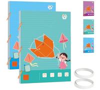 Pull String 3D Geometry Learning Book, with Pop-Up Models, Volume & Area Exploration, Includes 9/12/15 Models, Safe Braided Rope Design, for Kids Ages 5-12 (12+15 Models,2 Pcs)
