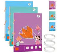 Pull String 3D Geometry Learning Book, with Pop-Up Models, Volume & Area Exploration, Includes 9/12/15 Models, Safe Braided Rope Design, for Kids Ages 5-12 (Mix,3 Pcs)