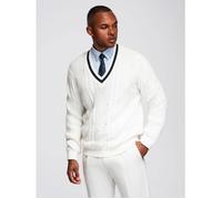 Pull Structuré Col en V - Ombre - Pour Homme - Blanc S
