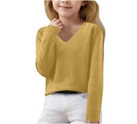 Pull Swag Fille Ado,Pulls pour Filles pour L'Automne Et l'hiver Pulls en Tricot à Manches Longues Et Col en V pour Enfants