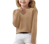 Pull Swag Fille Ado,Pulls pour Filles pour L'Automne Et l'hiver Pulls en Tricot à Manches Longues Et Col en V pour Enfants