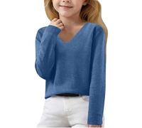 Pull Swag Fille Ado,Pulls pour Filles pour L'Automne Et l'hiver Pulls en Tricot à Manches Longues Et Col en V pour Enfants