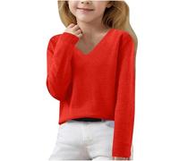 Pull Swag Fille Ado,Pulls pour Filles pour L'Automne Et l'hiver Pulls en Tricot à Manches Longues Et Col en V pour Enfants