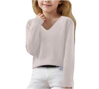 Pull Swag Fille Ado,Pulls pour Filles pour L'Automne Et l'hiver Pulls en Tricot à Manches Longues Et Col en V pour Enfants