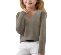 Pull Swag Fille Ado,Pulls pour Filles pour L'Automne Et l'hiver Pulls en Tricot à Manches Longues Et Col en V pour Enfants