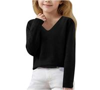 Pull Swag Fille Ado,Pulls pour Filles pour L'Automne Et l'hiver Pulls en Tricot à Manches Longues Et Col en V pour Enfants