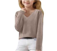 Pull Swag Fille Ado,Pulls pour Filles pour L'Automne Et l'hiver Pulls en Tricot à Manches Longues Et Col en V pour Enfants