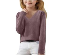 Pull Swag Fille Ado,Pulls pour Filles pour L'Automne Et l'hiver Pulls en Tricot à Manches Longues Et Col en V pour Enfants