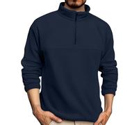 Pull tactique à fermeture éclair 1/4 pour homme - Veste polaire à col montant - Pull d'entraînement pour la randonnée et la marche - Chandails en polaire à manches longues, noir foncé, M