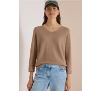 Pull texturé à manches 3/4 et col V