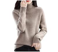 Pull thermique à col roulé pour femme - En tricot - Pour l'hiver - Col rond | Pull d'hiver chaud en laine à manches longues pour femme - Automne - Hiver - Décontracté - Col roulé