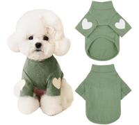 Pull thermique pour chien et chat de petite et moyenne taille - Polaire allemande - Chaud, léger et confortable - Broderie en forme de cœur - Adorable tenue pour animaux de compagnie