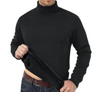 Pull thermique pour homme avec col montant doublé en polaire douce, Noir