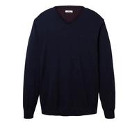 Pull - TOM TAILOR - Col V - 100% Coton - Bleu marine - Homme S