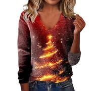 Pull Très Moche De Noel Ugly à Manches Longues Imprimee Tricoté Renne Haut Sweat Shirts 2025 Pullover Grande Taille Col Rond Casual Tunique Coton Flocon Rigolo Pas Cher Personnalisable Pulls Tee Shirt