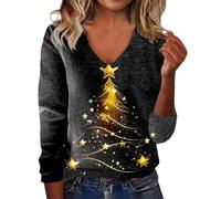 Pull Très Moche De Noel Ugly à Manches Longues Imprimee Tricoté Renne Haut Sweat Shirts 2025 Pullover Grande Taille Col Rond Casual Tunique Coton Flocon Rigolo Pas Cher Personnalisable Pulls Tee Shirt