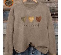 Pull tricolore cœur "Sois gentil" style doux, Top de conception de niche guérissante, pull d'hiver pour femmes grandes tailles, mode grandes tailles, pull col rond confortable grandes tailles, doux et