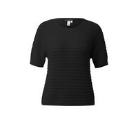 Pull tricotÃ© manches courtes motif structurÃ© femme QS Regular Fit Noir XL