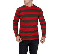 Pull tricoté à manches longues pour adultes et hommes - Rayé - Pour fête costumée - Pour la semaine du livre - Halloween, Unisexe Rouge Vert Rayé, L