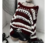 Pull tricoté ajouré style sombre Y2K en motif crocheté noir et blanc, coupe décontractée, convient pour le printemps, l'été, l'automne, les vacances et la rentrée scolaire, tailles grandes 0XL,1XL,2XL