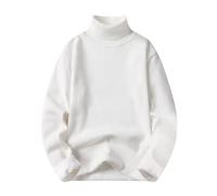 Pull tricoté Chaud à col Haut de Couleur Unie pour Hommes, Automne et Hiver Pulls pour Hommes avec Taches De Coude