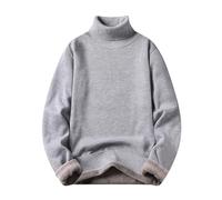 Pull tricoté Chaud à col Haut de Couleur Unie pour Hommes, Automne et Hiver Pulls pour Hommes avec Taches De Coude