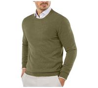 Pull Tricoté Coton Homme Col Rond Et Manches Longues, Sweater en Maille Fine Thermique Pullover Coupe Sweat Pulls Toucher Doux T-Shirt Couleur Unie Souple Pull-Over Chemise Chandails Automne Et Hiver