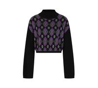 Pull tricoté de Banned Alternative - Skull Argyle - Crop Top - S à XL - pour Femme - noir/lilas M