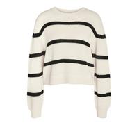Pull tricoté de Noisy May - NMMAYSA L/S STRIPE O-NECK NOOS - Pull Tricoté - XS à XL - pour Femme - crème XL