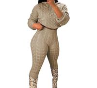Pull tricoté décontracté pour femme, ensemble pull-over et pantalon d'automne et d'hiver, pull-over à capuche de couleur unie à la mode, ensemble décontracté deux pièces