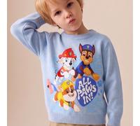 Pull tricoté gris bleu Wang Dui Li Da Gong pour jeune garçon, confortable, adapté à l'automne/hiver, mignon et ludique 6Y,7Y,4Y,5YCartoonTricots