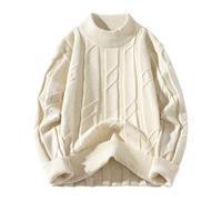 Pull Tricoté Homme À Col Rond Et Manches Longues, Sweater en Maille Fine Thermique Pullover Classique Sweat Pulls Respirant T-Shirt Couleur Unie Slim Fit Pull-Over Chandails Top Automne Et Hiver