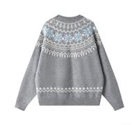 Pull Tricoté Homme pour femme Motif Col Rond Ample Pull Tricoté(Grey XXL) | Maille douce, motif unique, coupe ample, idÃ©al pour le quotidien, style dÃ©contractÃ©