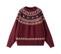 Pull Tricoté Homme pour femme Motif Col Rond Ample Pull Tricoté(Red M) | Maille douce, motif unique, coupe ample, idÃ©al pour le quotidien, style dÃ©contractÃ©