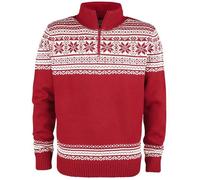 Pull tricoté rouge - BRANDIT - Troyer Norweger - Col montant - Regular / Coupe standard XL