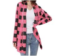 Pull uni confortable pour femme 2026 - Motif écossais coloré - Longueur moyenne - Sans capuche - Pour les tenues d'entraînement en plein air, rose, S