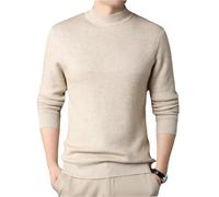 Pull uni pour homme à col montant et maillot de corps fin, beige, M