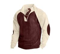 Pull uni tendance pour homme - Joli col rond en daim - Sweat à capuche essentiel en velours côtelé boutonné - Doux avec des motifs occidentaux - Pour femme, bordeaux, 3XL