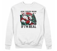 Pull unisexe Ask Your Mom If I'm Real, blanc, XL