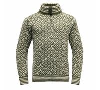 Pull unisexe Devold Svalbard Wool Zip Neck Olive/Offwhite XXL