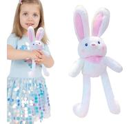 Pull Up Hubbit Jouet en peluche, trousseau de clés en peluche de lapin de Pâques de 11 pouces - Oreilles et jambes commutables - Porte-clés en peluche de lapin amusant - Pendentif pour naissance