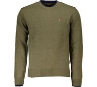 Pull vert pour homme avec détails contrastés et broderie - col rond, taille : S Couleur : Verde
