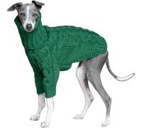 Pull Vert pour Lévrier Italien, Doux Et Chaud, Col Roulé, pour Lévriers Et Whippets, Pull d'hiver À Manches Longues pour Chiens De Petite Et Moyenne Taille.(L)