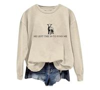 Pull vintage à col rond à manches longues « He Left The 99 to Fine Me » avec imprimé - Pull douillet pour enfant, beige, L