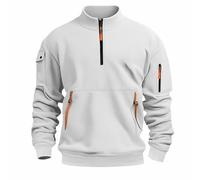 Pull zippé pour homme avec fermeture éclair intégrale - Cardigan à capuche pour homme - Sweat surdimensionné pour l'automne et l'hiver - Coupe ample avec poches à boutons - Pull pour homme, Zb11-blanc