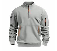 Pull zippé pour homme avec fermeture éclair intégrale - Cardigan à capuche pour homme - Sweat surdimensionné pour l'automne et l'hiver - Coupe ample avec poches à boutons - Pull pour homme, Zb11-Gris